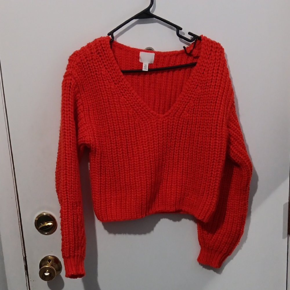 H&M Vibrant Red V-Neck Sweater